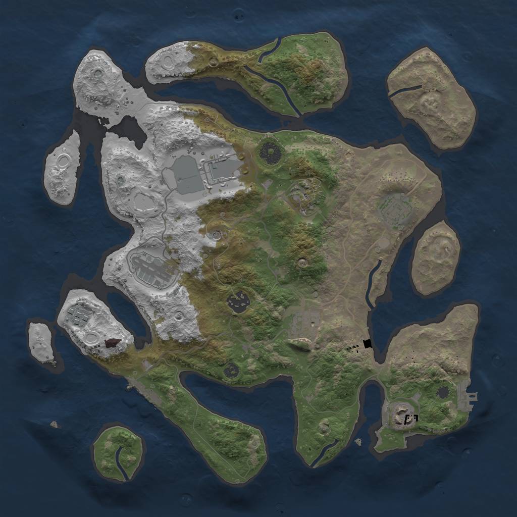 Rust Map: Procedural Map, Size: 3600, Seed: 72, 16 Monuments