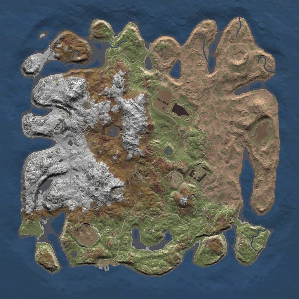 Rust Map: Procedural Map, Size: 4000, Seed: 85320, 13 Monuments