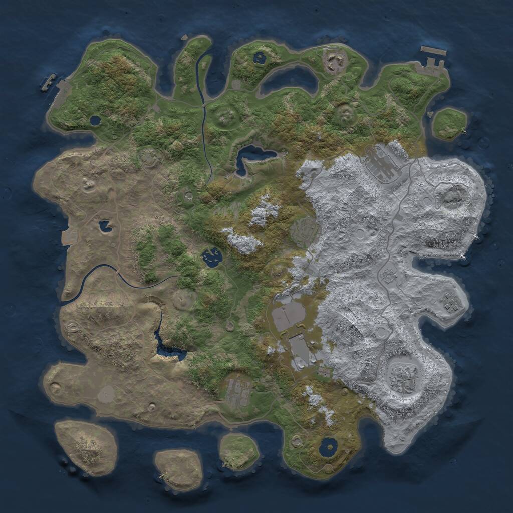 Rust Map: Procedural Map, Size: 4000, Seed: 326344726, 14 Monuments