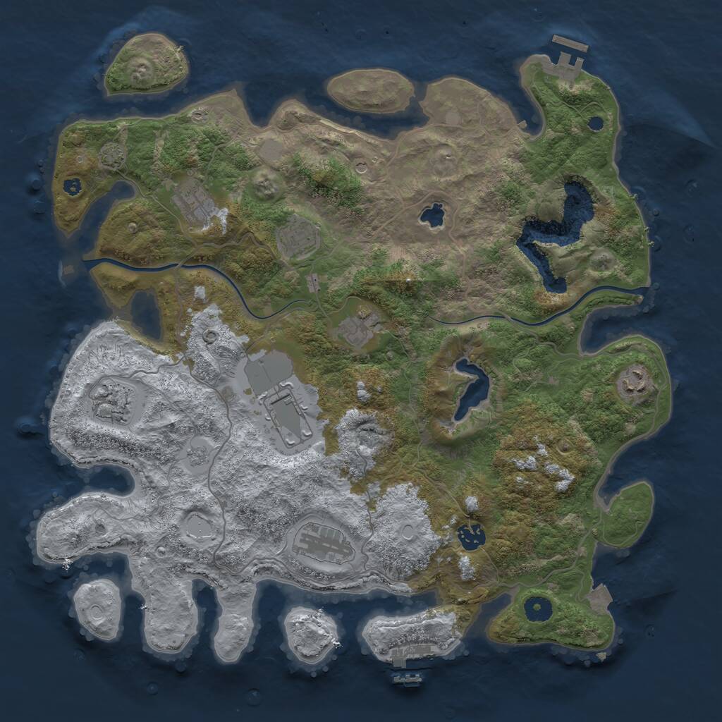 Rust Map: Procedural Map, Size: 4000, Seed: 9946, 14 Monuments