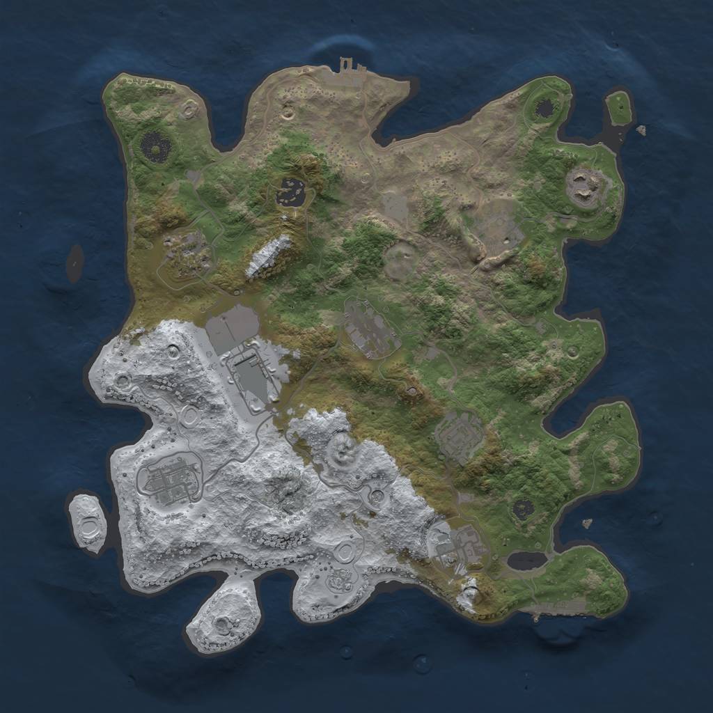 Rust Map: Procedural Map, Size: 3500, Seed: 1005, 18 Monuments