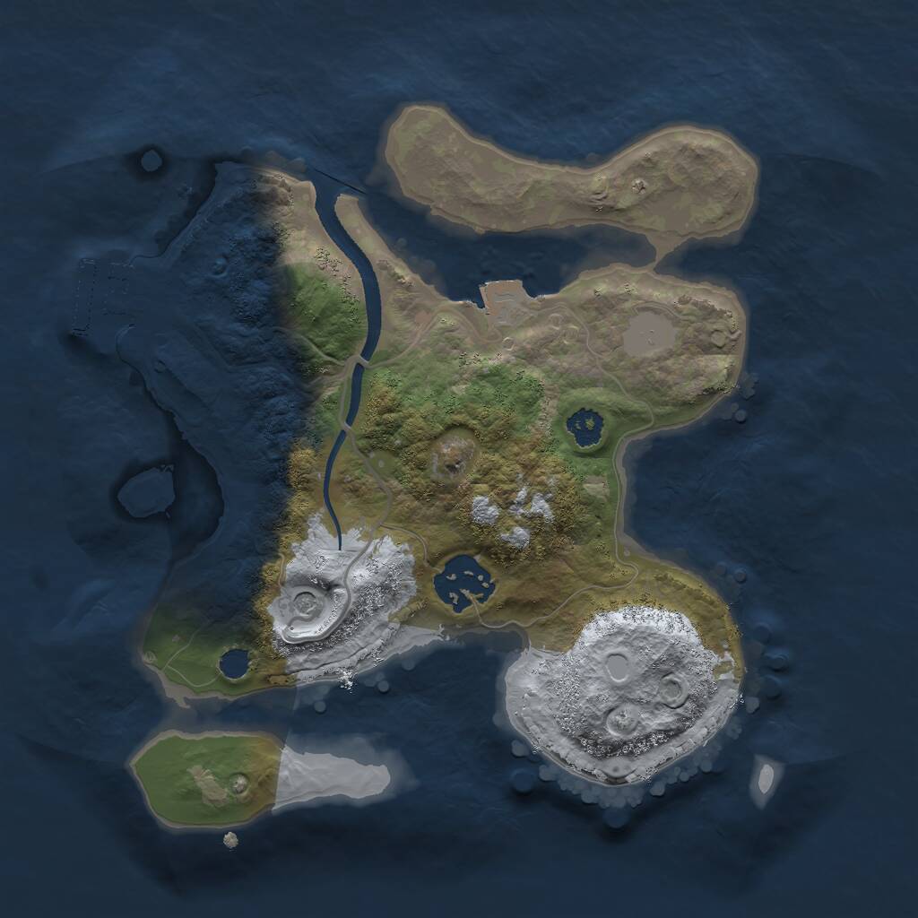 Rust Map: Procedural Map, Size: 2500, Seed: 1247774129, 4 Monuments