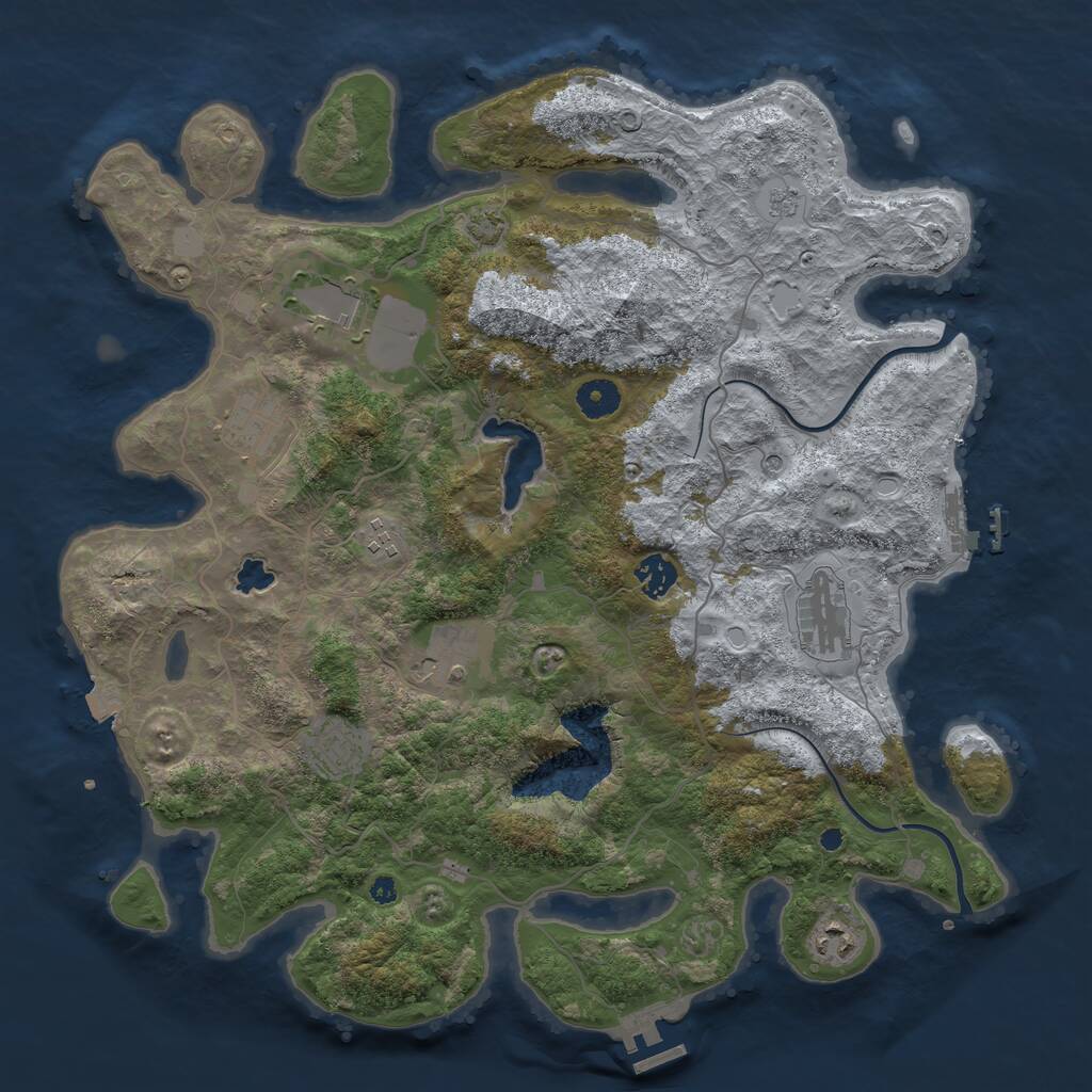 Rust Map: Procedural Map, Size: 4000, Seed: 1152, 14 Monuments