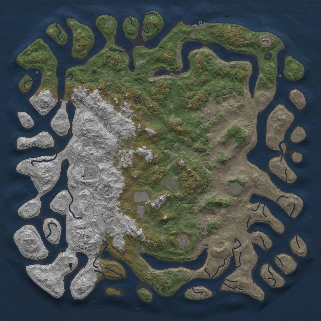 Rust Map: Procedural Map, Size: 6000, Seed: 1181251487, 16 Monuments