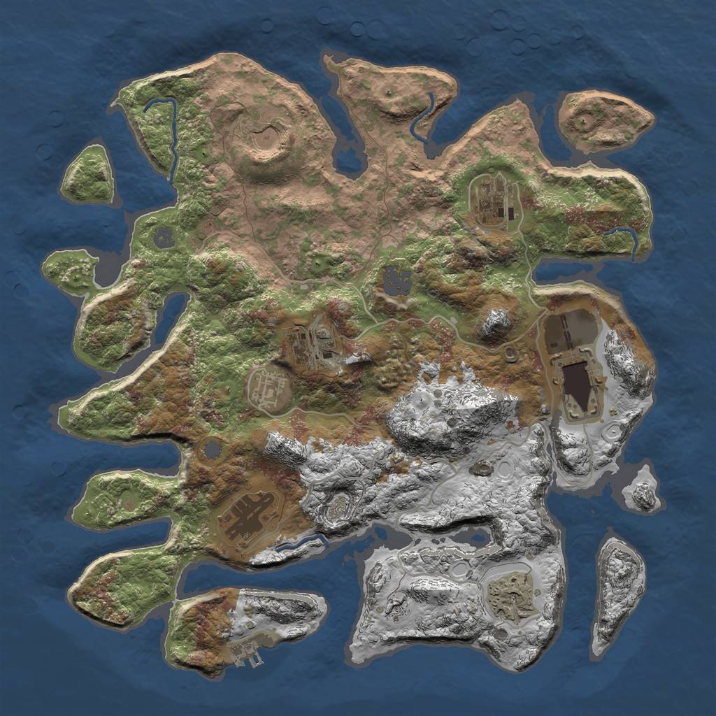 Rust Map: Procedural Map, Size: 3500, Seed: 984133302, 13 Monuments