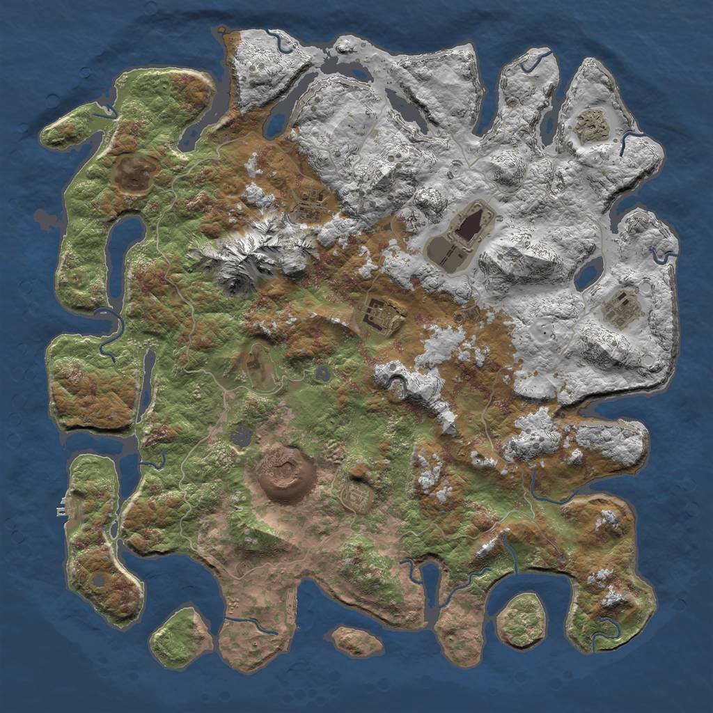 Rust Map: Procedural Map, Size: 5000, Seed: 333, 16 Monuments