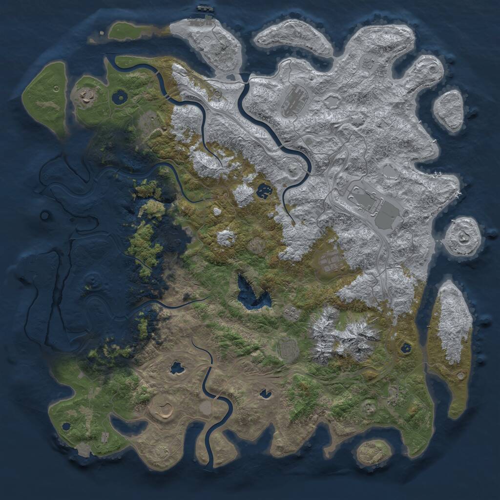 Rust Map: Procedural Map, Size: 5000, Seed: 333, 17 Monuments