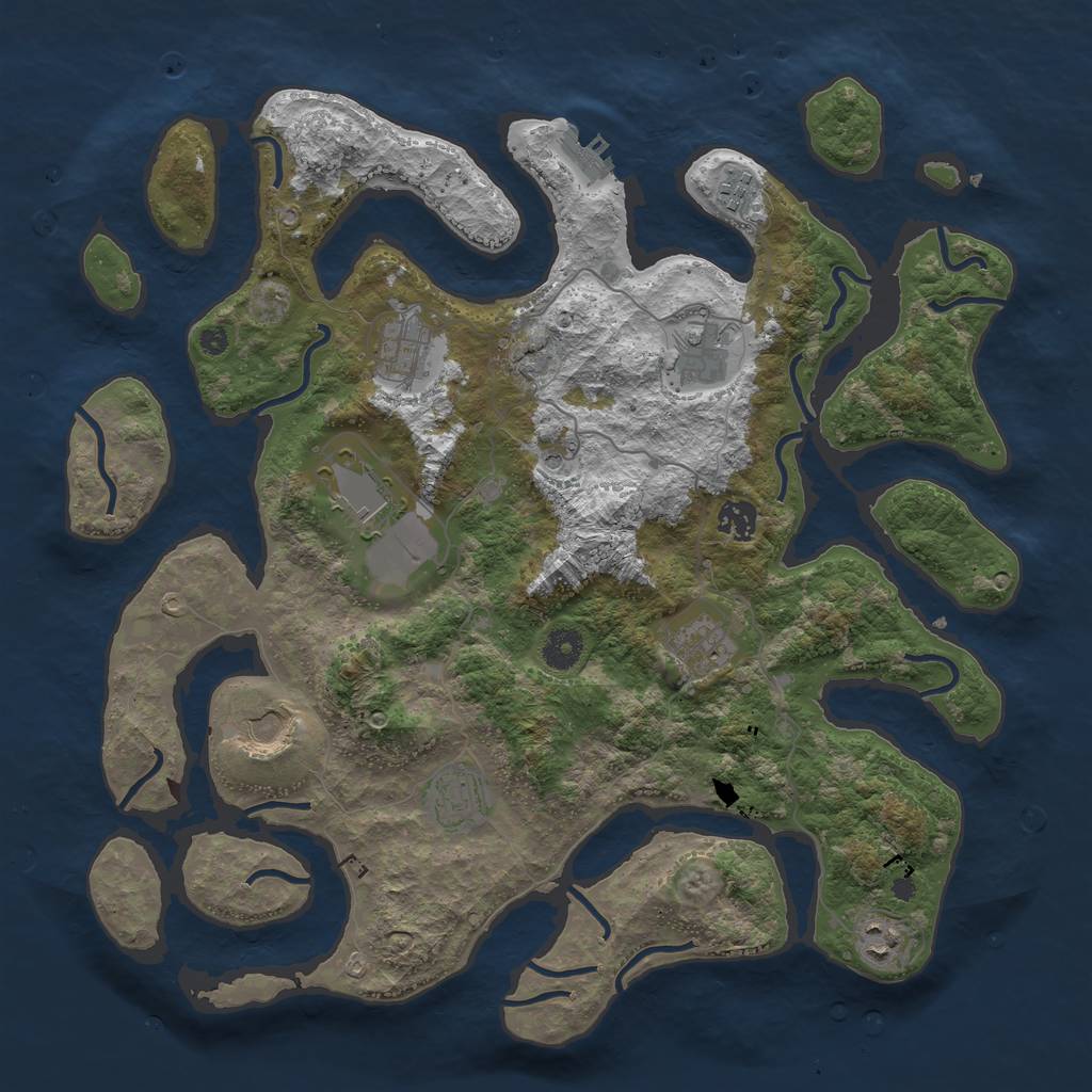 Rust Map: Procedural Map, Size: 3999, Seed: 1103713392, 13 Monuments