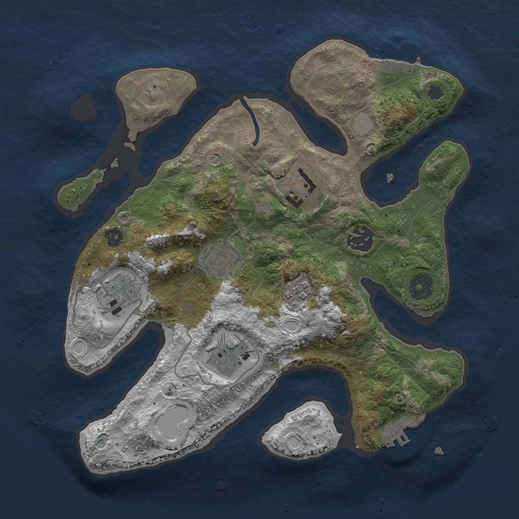 Rust Map: Procedural Map, Size: 3000, Seed: 1027, 14 Monuments