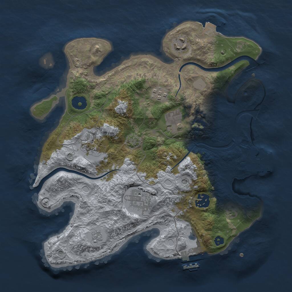 Rust Map: Procedural Map, Size: 3000, Seed: 1027, 12 Monuments