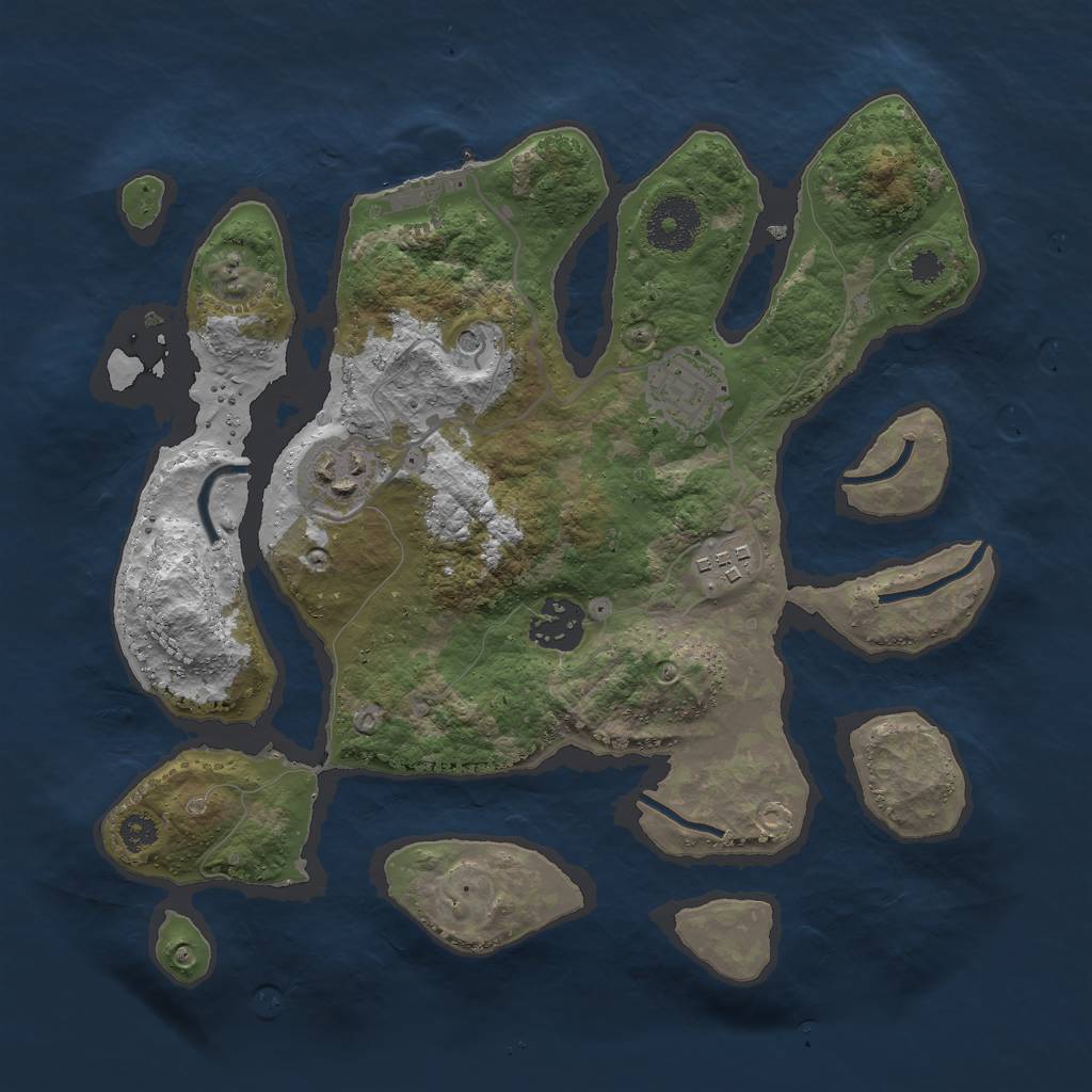 Rust Map: Procedural Map, Size: 3000, Seed: 138408333, 8 Monuments