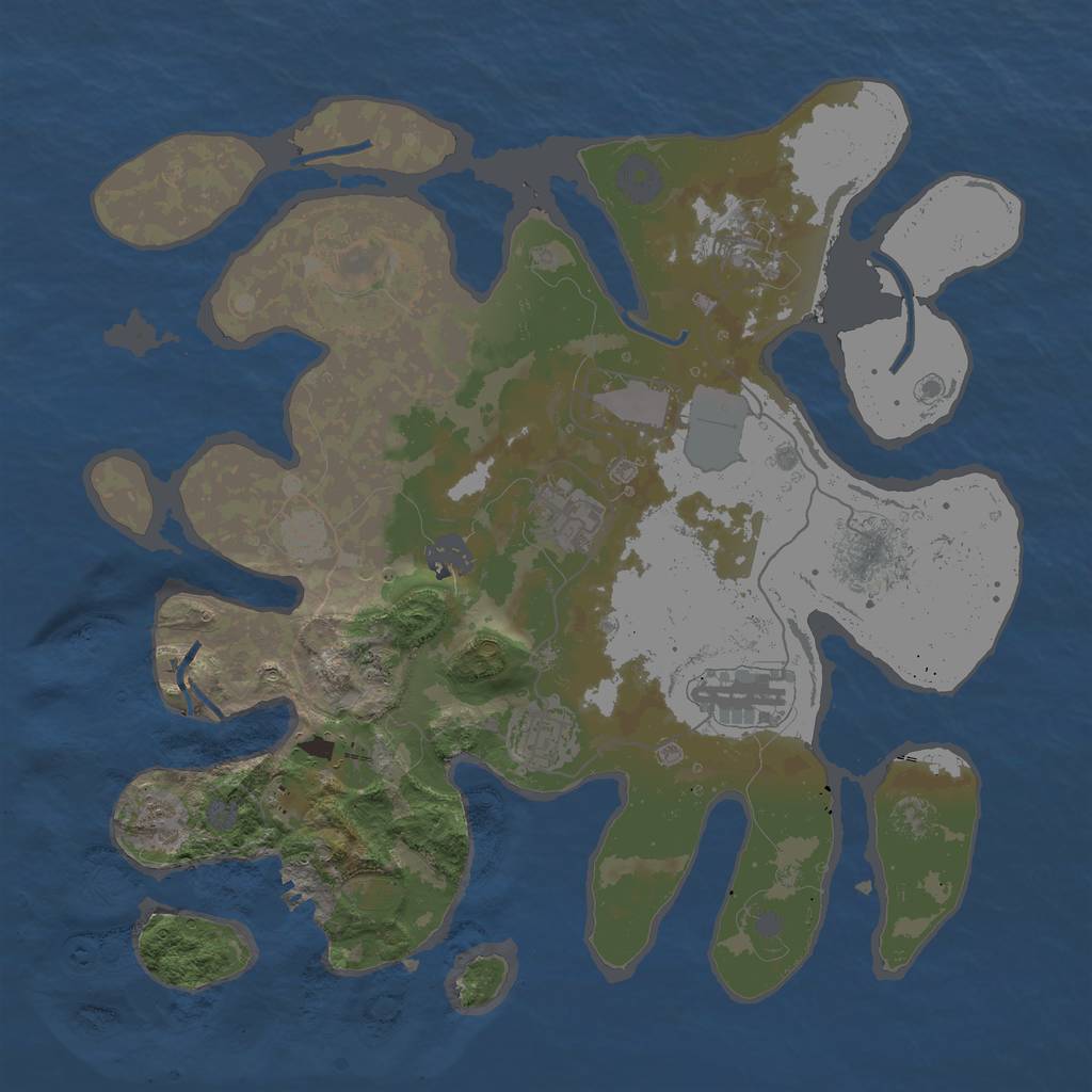 Rust Map: Procedural Map, Size: 3500, Seed: 12347, 14 Monuments