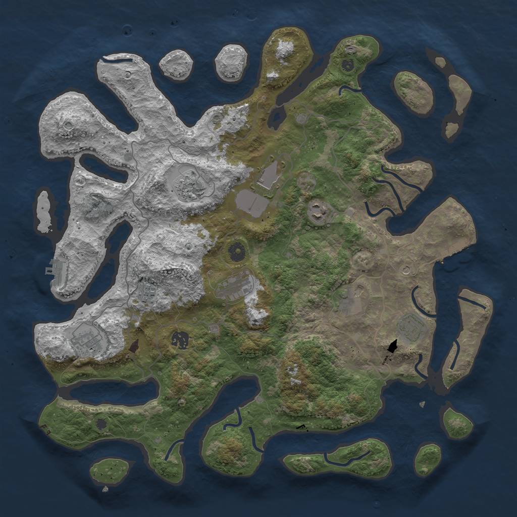 Rust Map: Procedural Map, Size: 4250, Seed: 1100784032, 14 Monuments