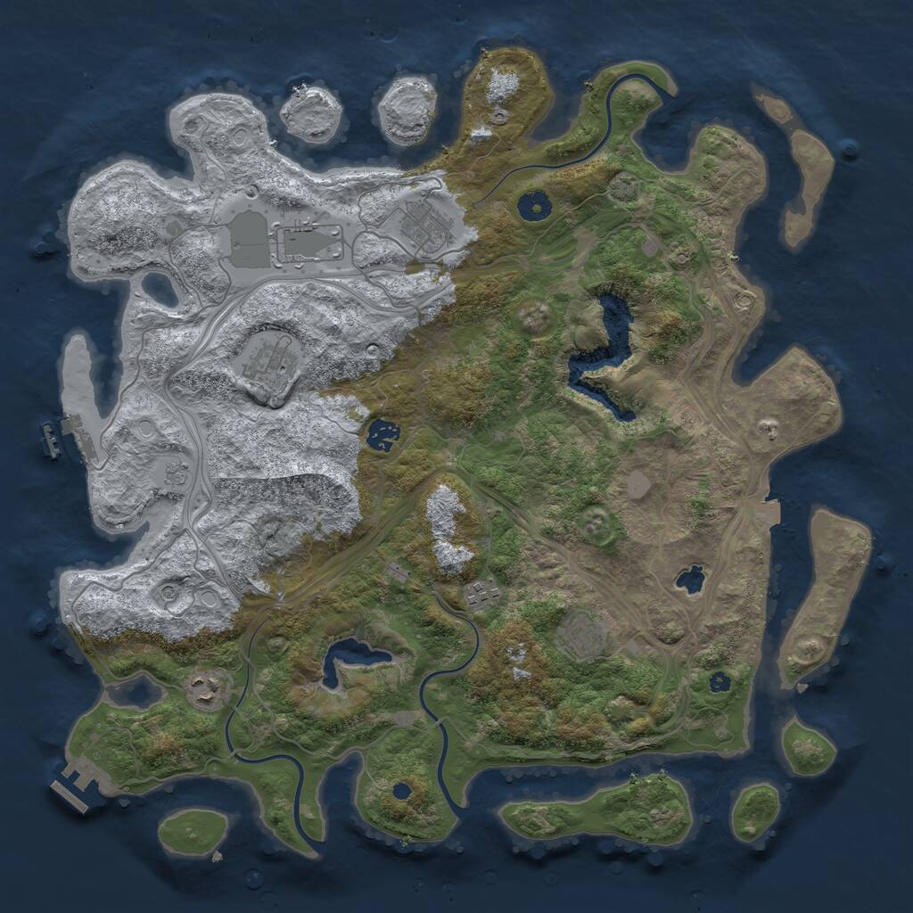 Rust Map: Procedural Map, Size: 4250, Seed: 1100784032, 13 Monuments