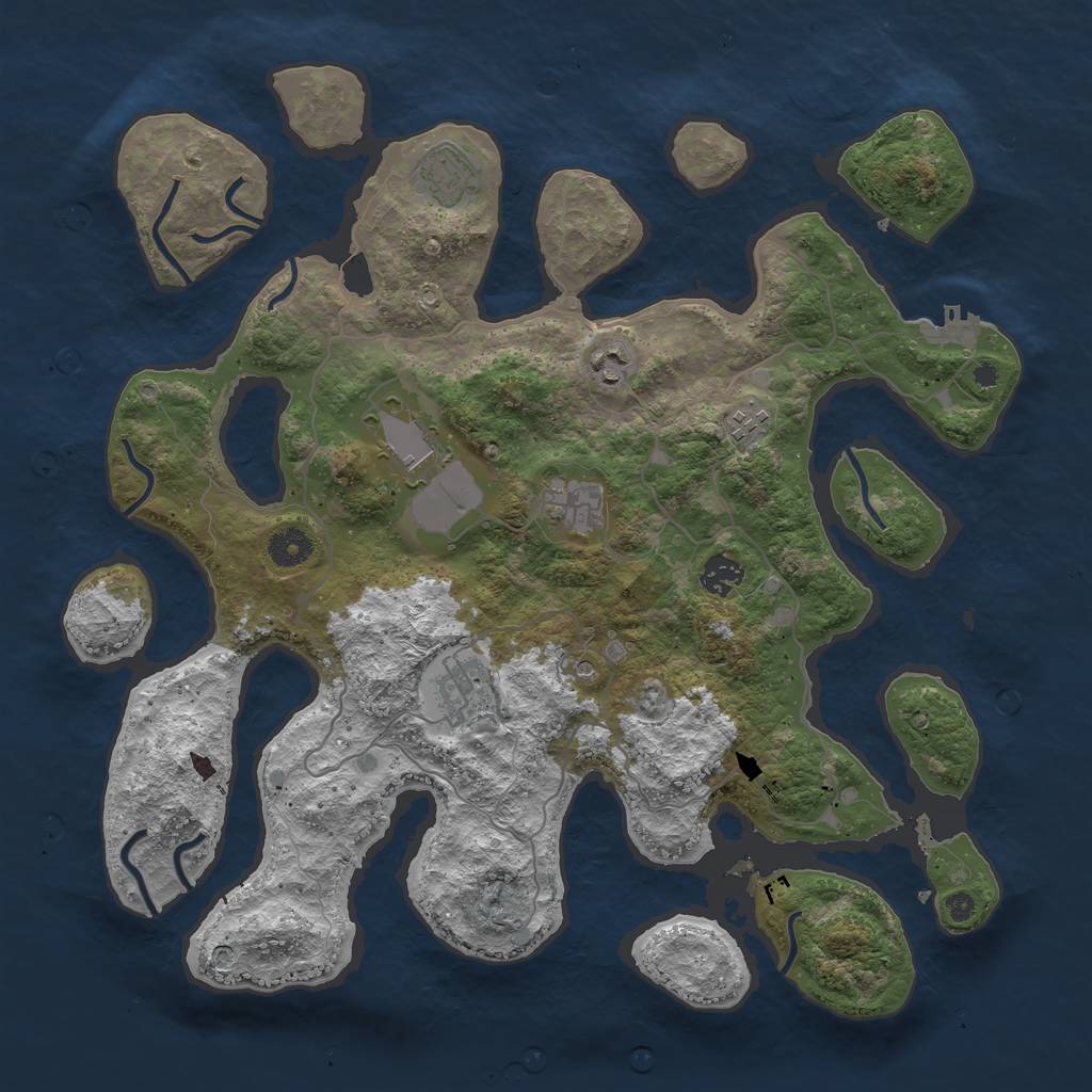 Rust Map: Procedural Map, Size: 4000, Seed: 3361, 11 Monuments