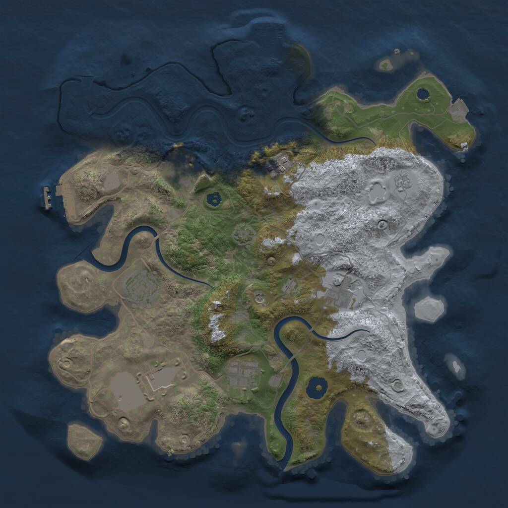 Rust Map: Procedural Map, Size: 3500, Seed: 9845125, 12 Monuments
