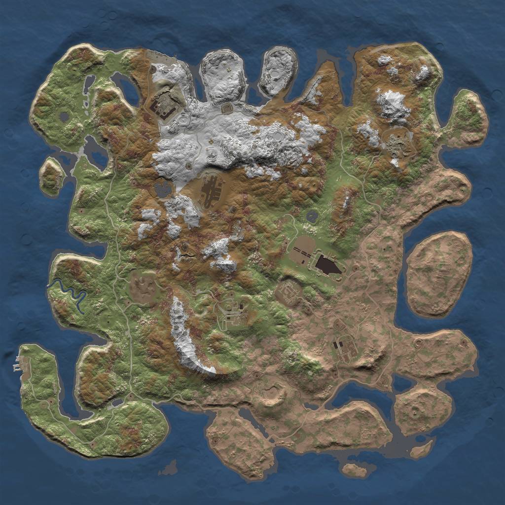 Rust Map: Procedural Map, Size: 4500, Seed: 2000, 16 Monuments