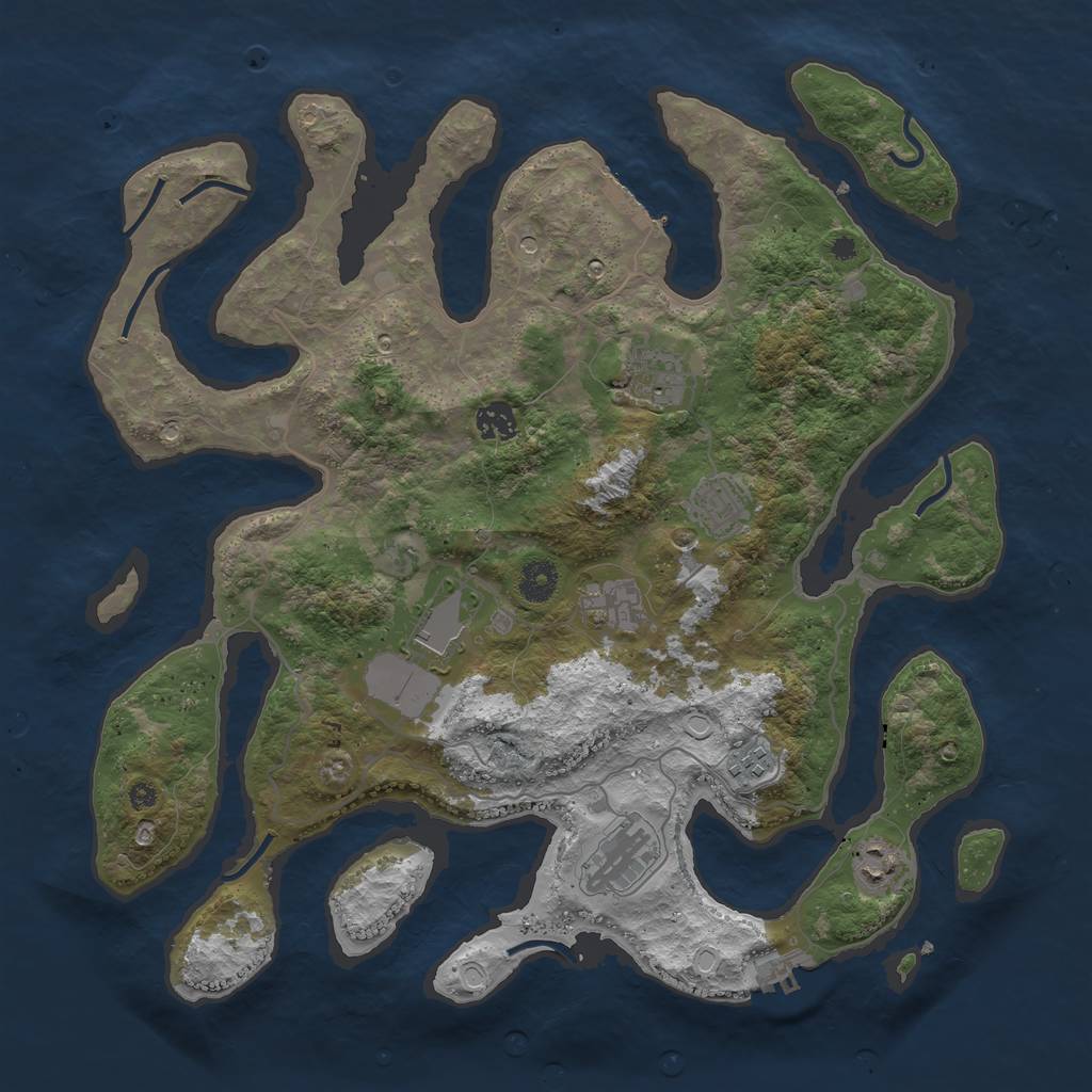 Rust Map: Procedural Map, Size: 4000, Seed: 238696211, 16 Monuments