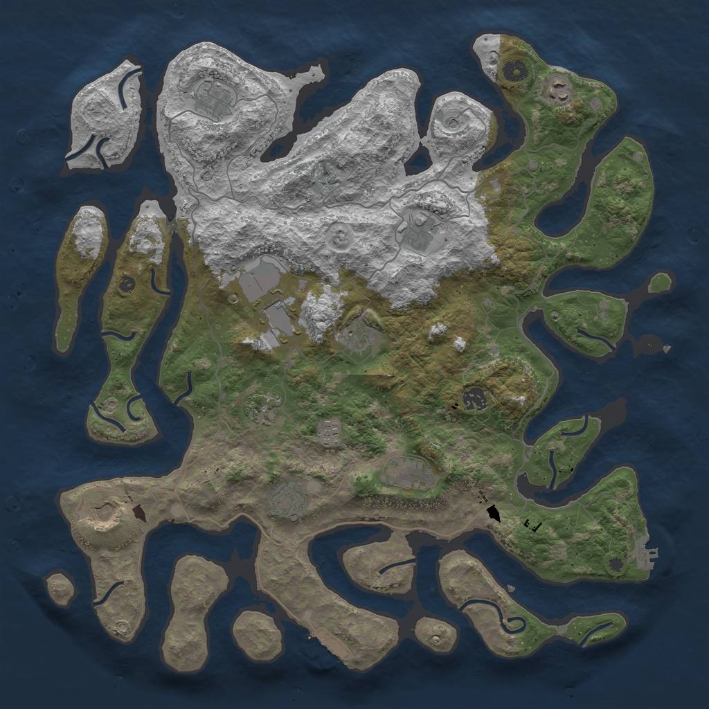 Rust Map: Procedural Map, Size: 4500, Seed: 7601405, 16 Monuments