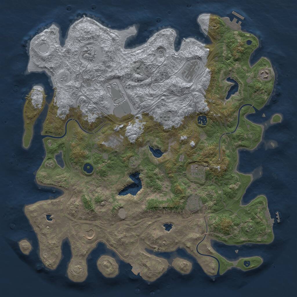 Rust Map: Procedural Map, Size: 4500, Seed: 7601405, 16 Monuments