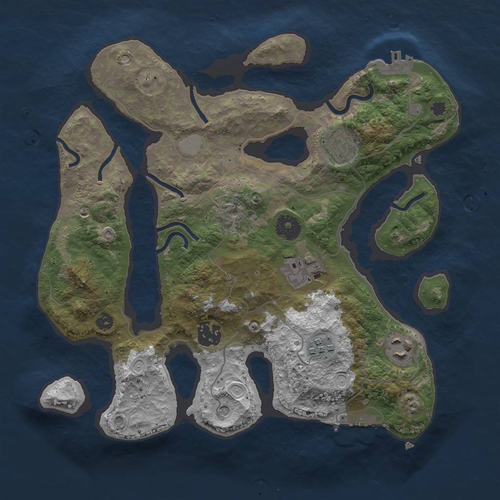 Rust Map: Procedural Map, Size: 3000, Seed: 429, 13 Monuments