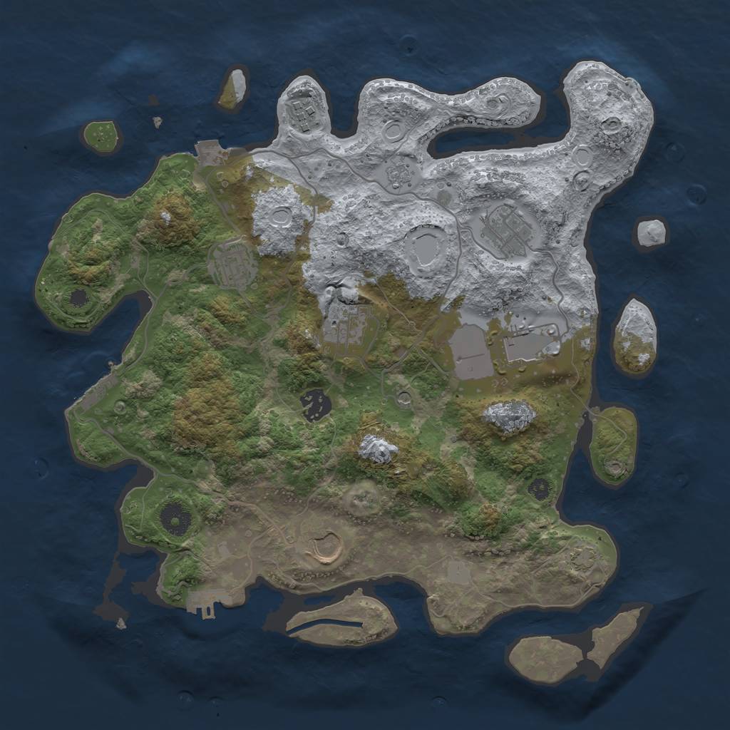 Rust Map: Procedural Map, Size: 3500, Seed: 822, 15 Monuments