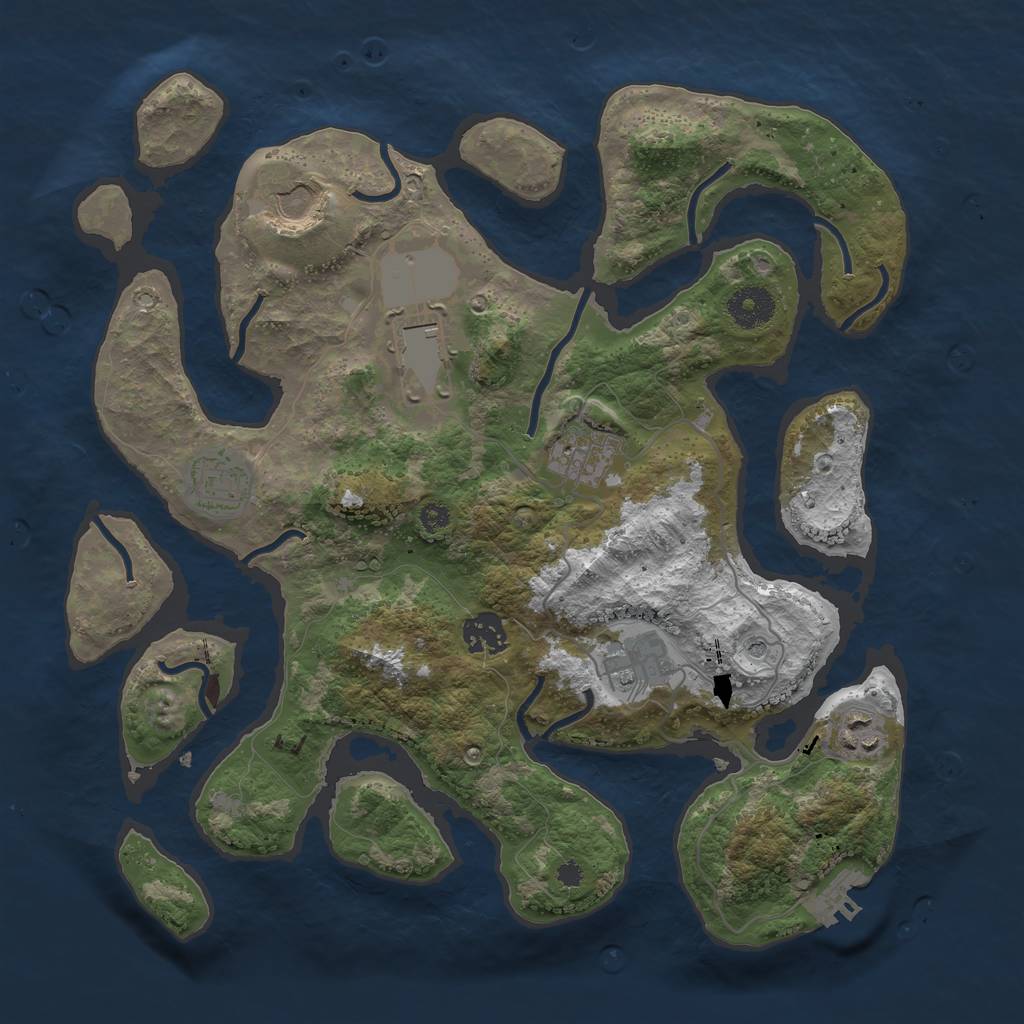 Rust Map: Procedural Map, Size: 3500, Seed: 91561602, 11 Monuments