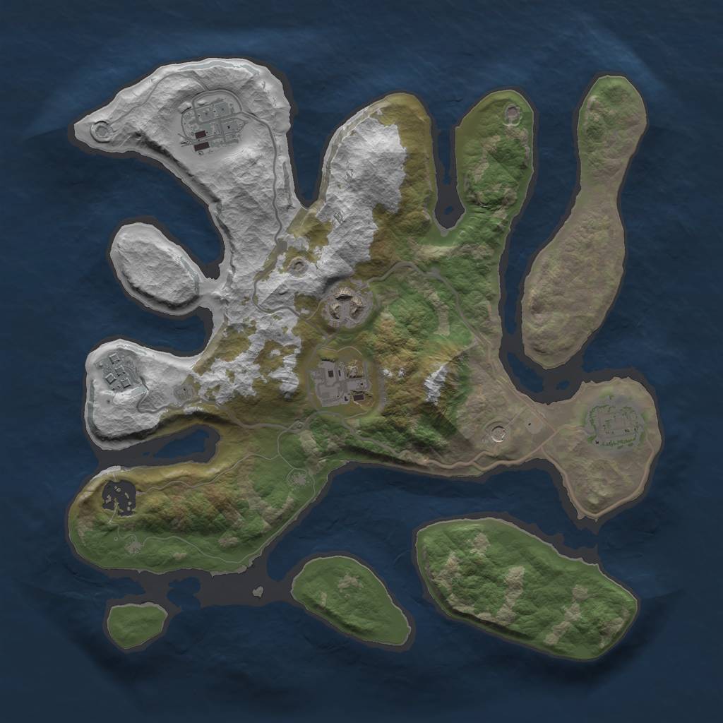 Rust Map: Barren, Size: 3000, Seed: 1231241, 9 Monuments