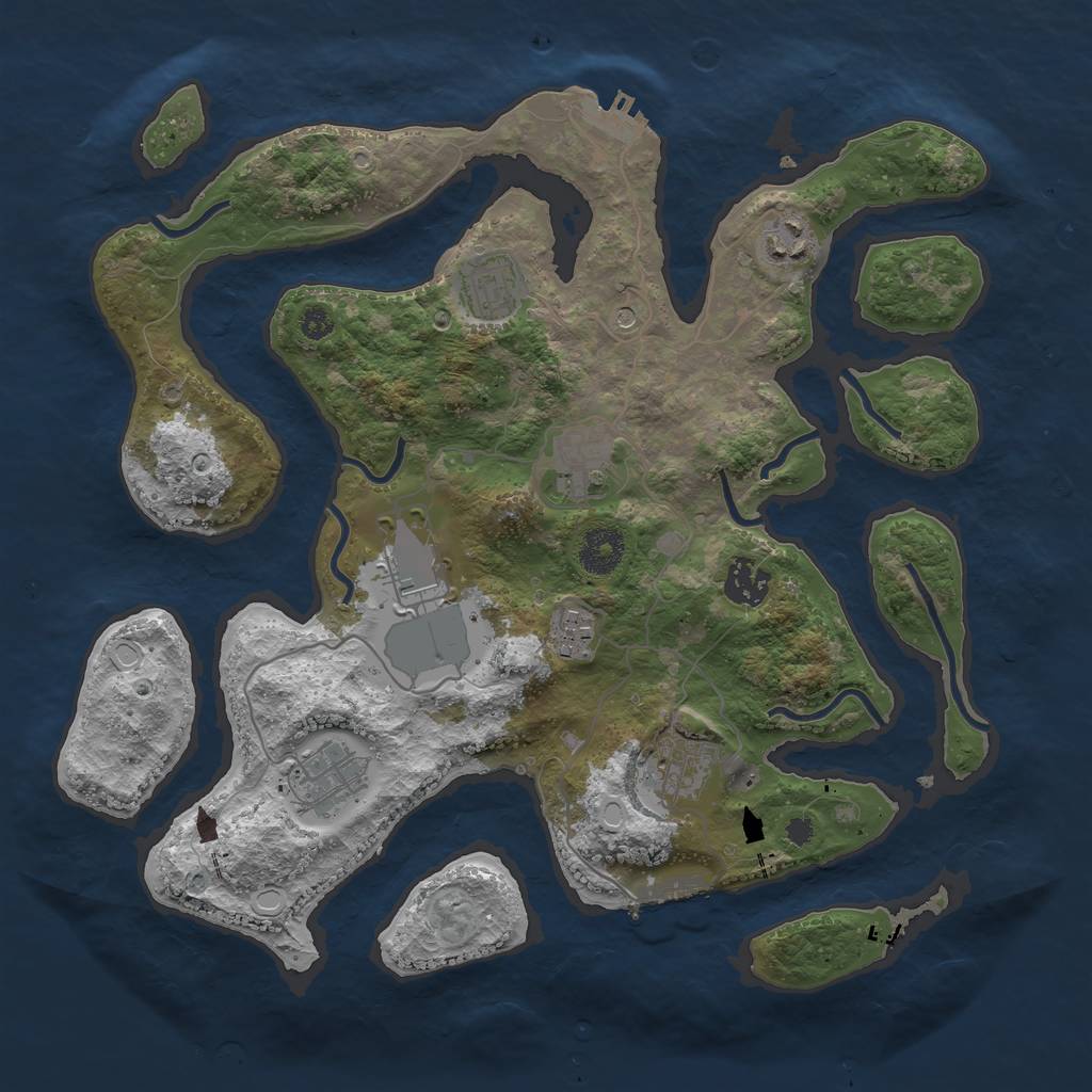 Rust Map: Procedural Map, Size: 3500, Seed: 93692, 19 Monuments