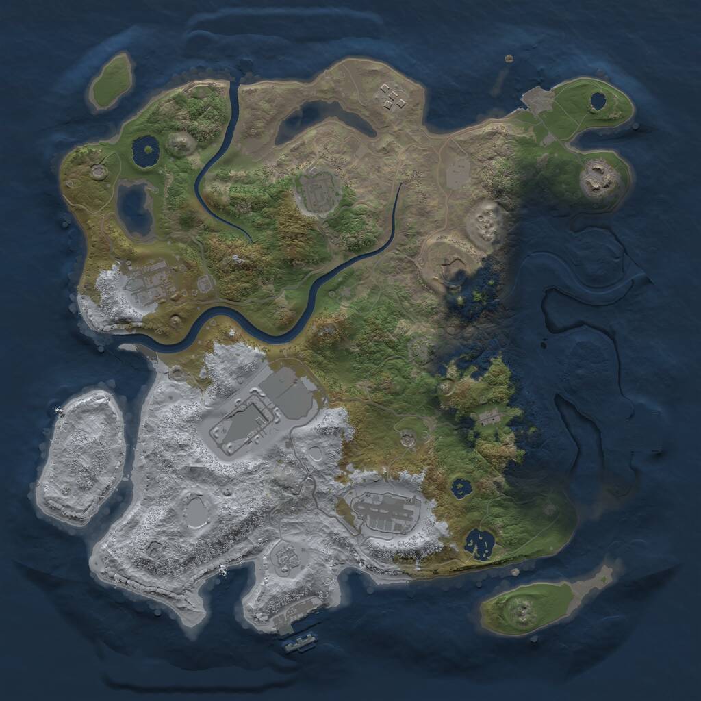 Rust Map: Procedural Map, Size: 3500, Seed: 93692, 14 Monuments