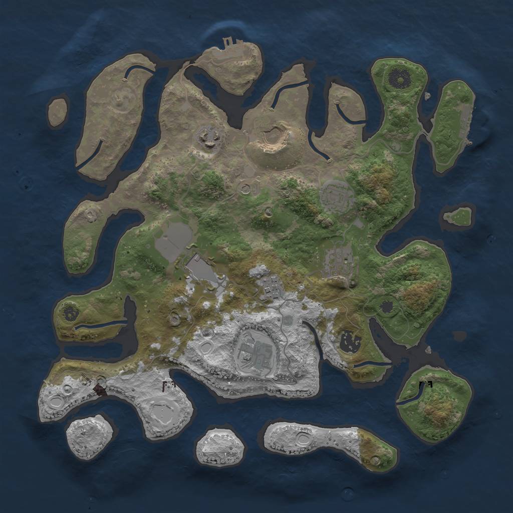 Rust Map: Procedural Map, Size: 3500, Seed: 561950421, 16 Monuments