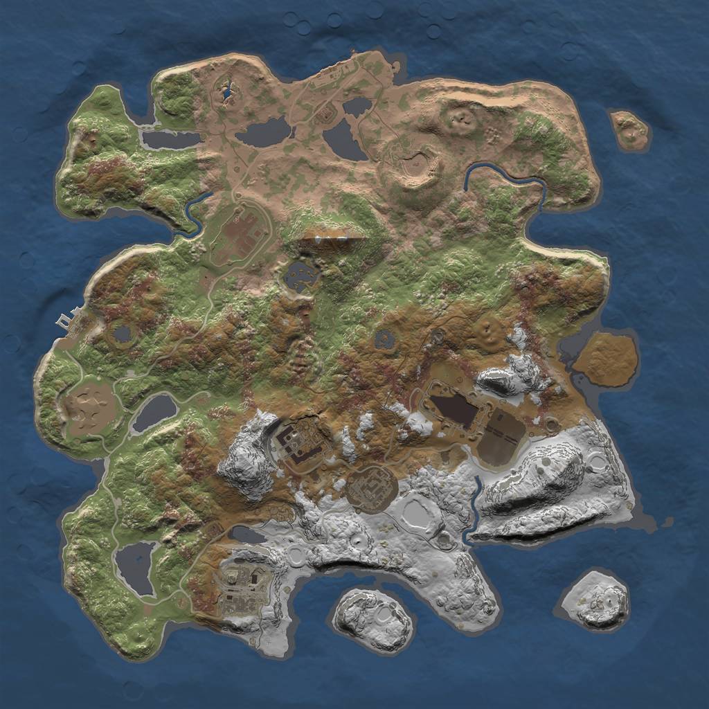 Rust Map: Procedural Map, Size: 3500, Seed: 389, 14 Monuments