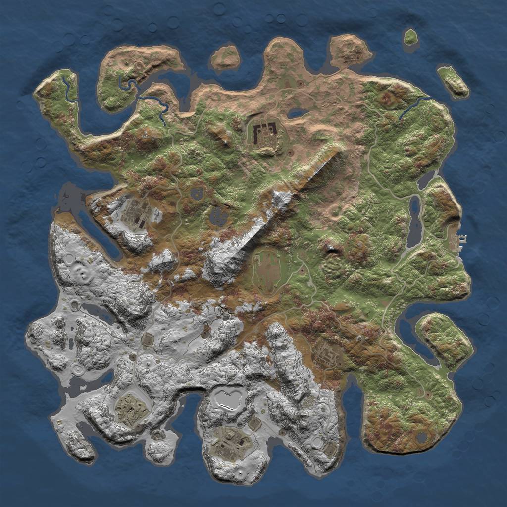 Rust Map: Procedural Map, Size: 4000, Seed: 985476, 12 Monuments