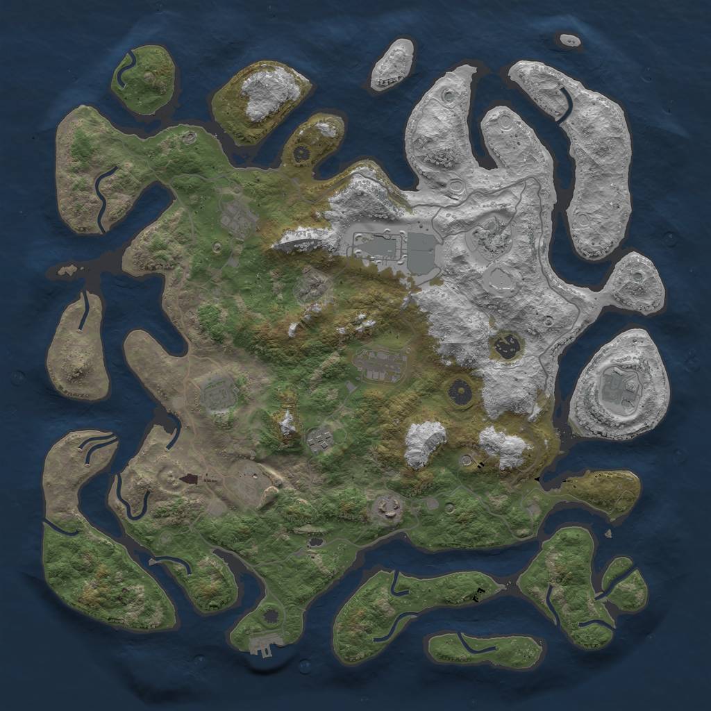 Rust Map: Procedural Map, Size: 4500, Seed: 7993160, 17 Monuments