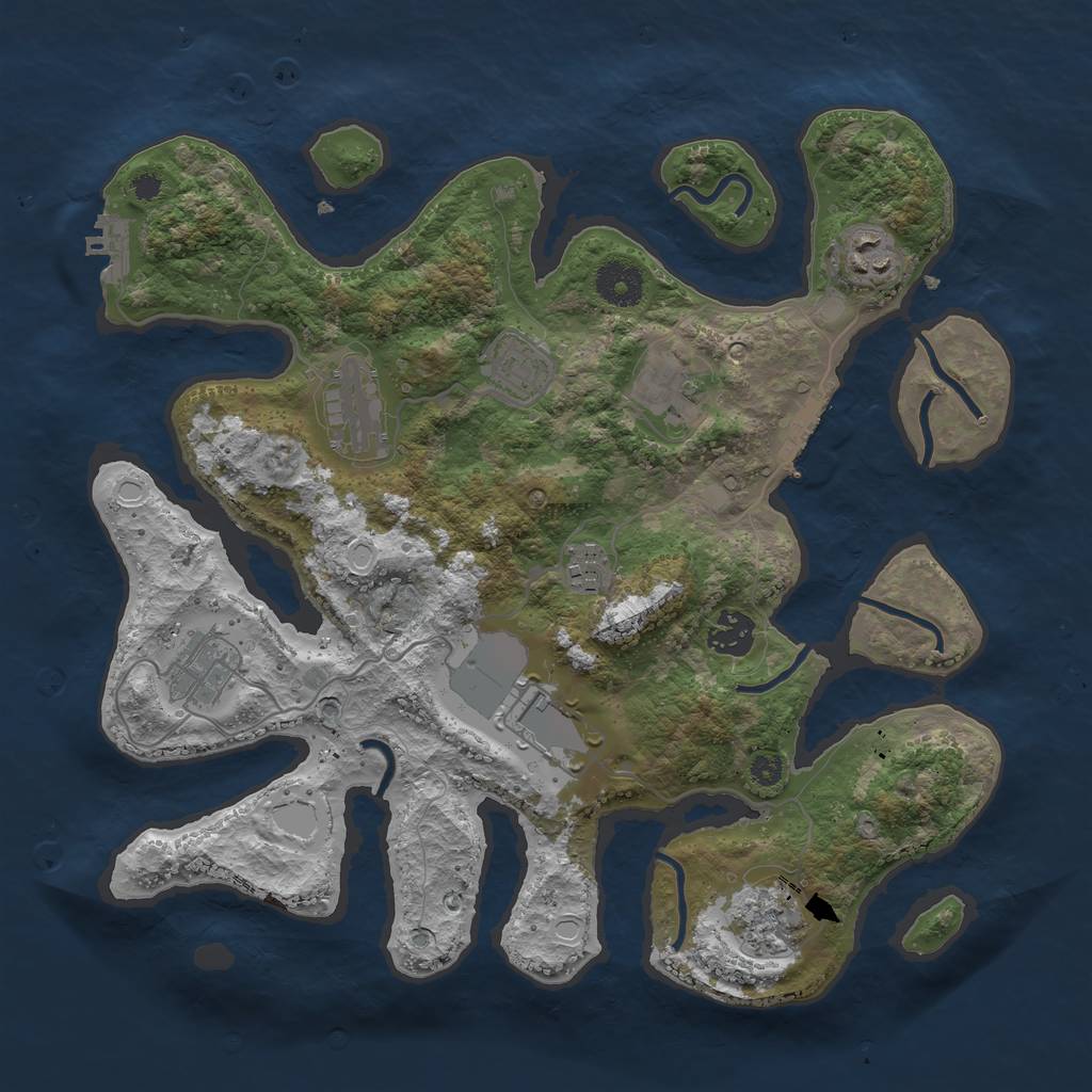 Rust Map: Procedural Map, Size: 3500, Seed: 45655, 19 Monuments