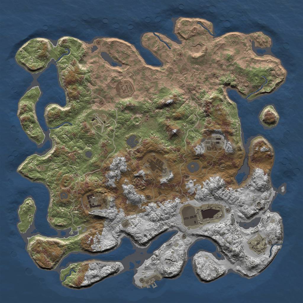 Rust Map: Procedural Map, Size: 4000, Seed: 287098891, 14 Monuments