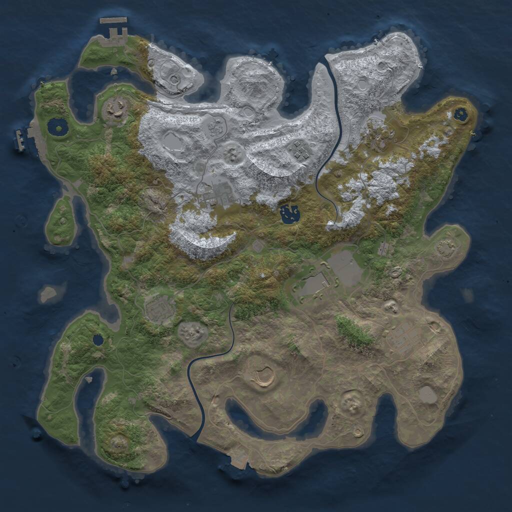 Rust Map: Procedural Map, Size: 3800, Seed: 916434, 15 Monuments