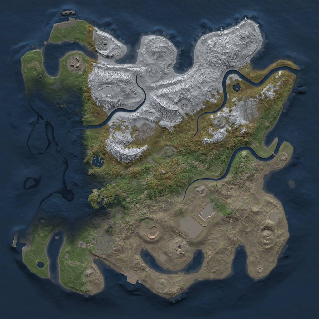 Rust Map: Procedural Map, Size: 3800, Seed: 916434, 14 Monuments