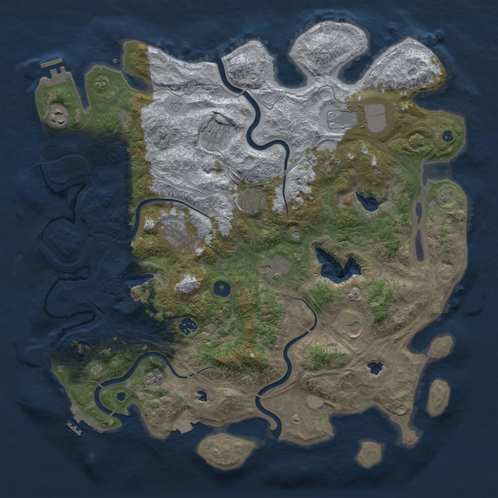 Rust Map: Procedural Map, Size: 4500, Seed: 62, 16 Monuments