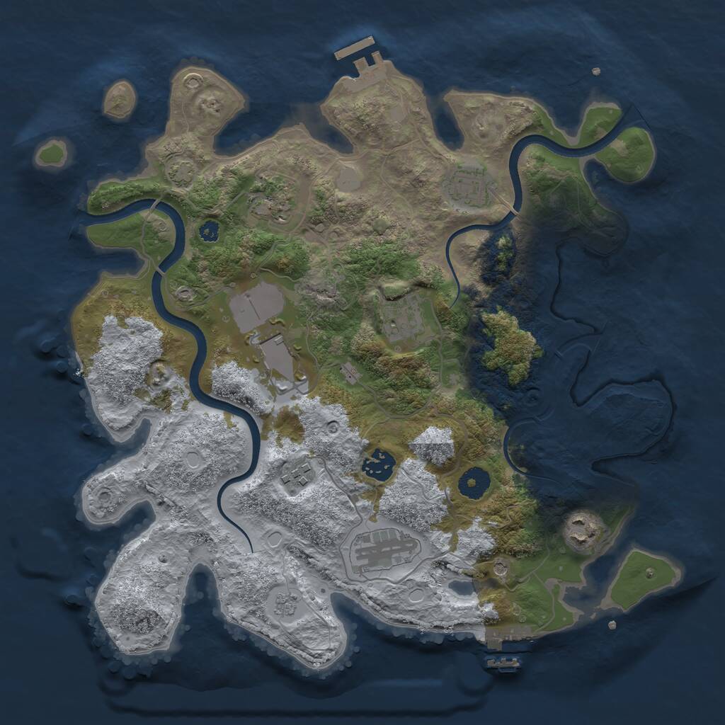 Rust Map: Procedural Map, Size: 3500, Seed: 1223344821, 14 Monuments