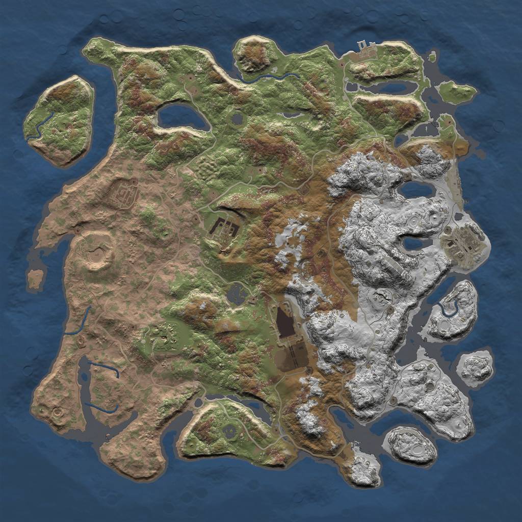 Rust Map: Procedural Map, Size: 4000, Seed: 42860, 13 Monuments