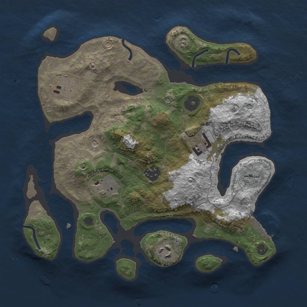 Rust Map: Procedural Map, Size: 3000, Seed: 371, 9 Monuments