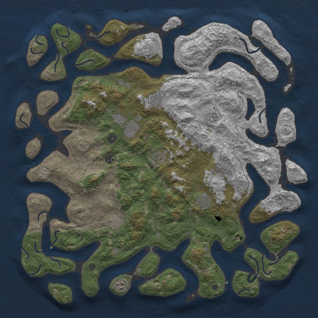 Rust Map: Procedural Map, Size: 5000, Seed: 111253, 13 Monuments