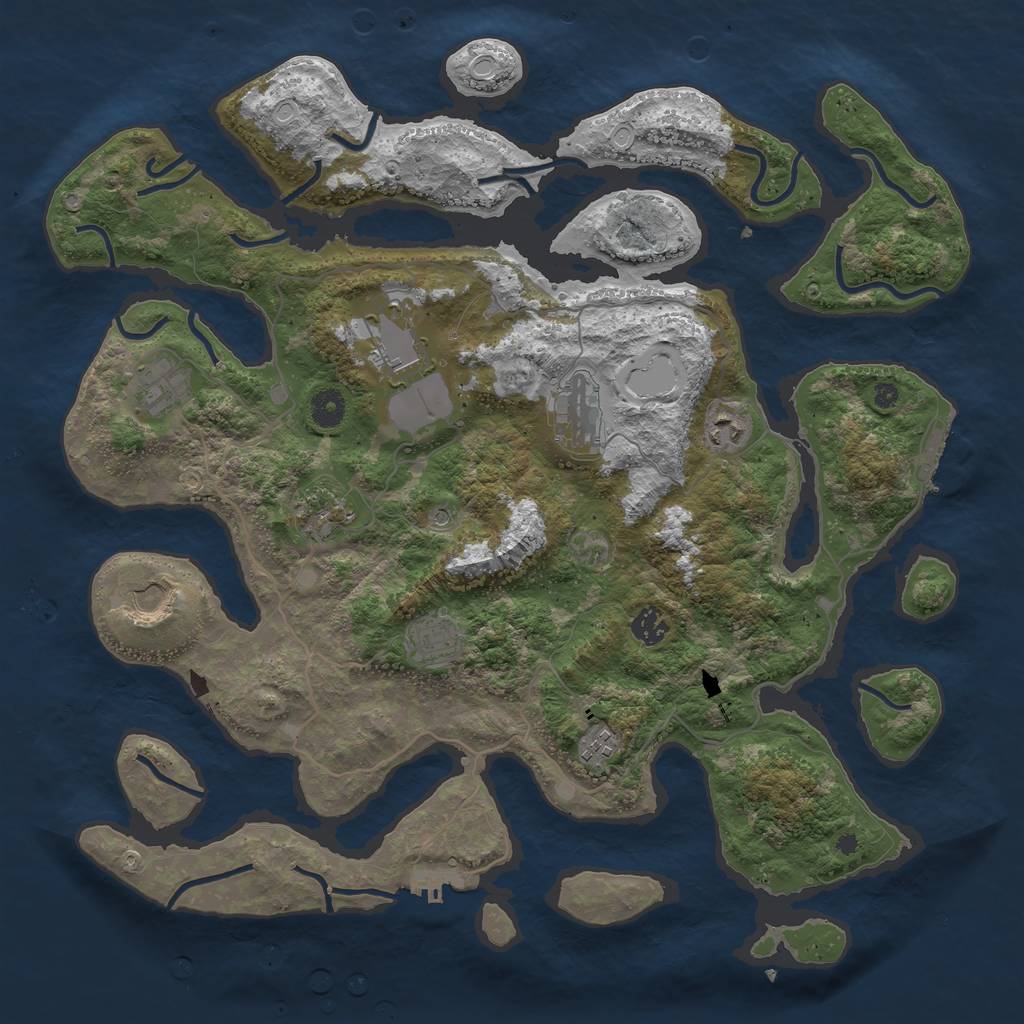 Rust Map: Procedural Map, Size: 4200, Seed: 492010, 17 Monuments