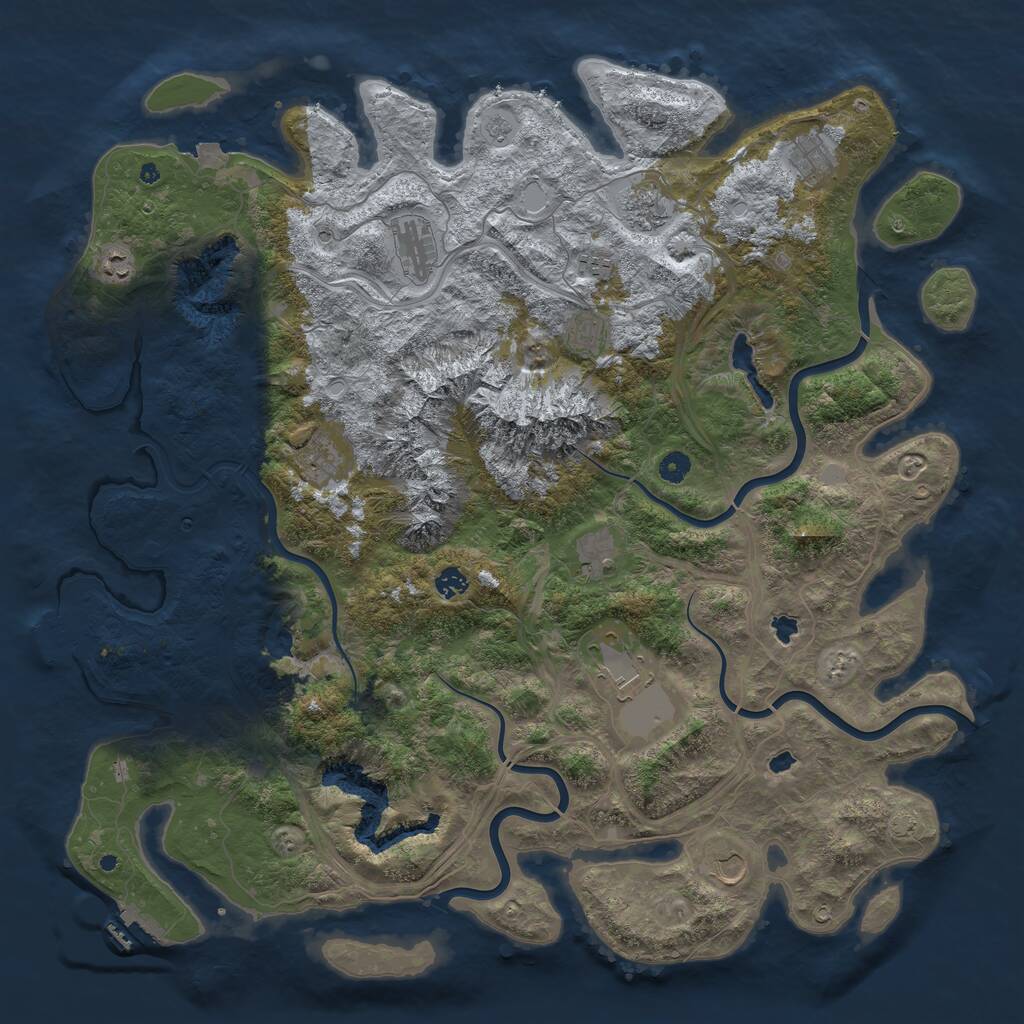 Rust Map: Procedural Map, Size: 5000, Seed: 756762120, 17 Monuments
