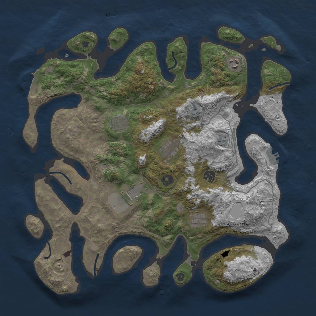 Rust Map: Procedural Map, Size: 4000, Seed: 101105, 15 Monuments