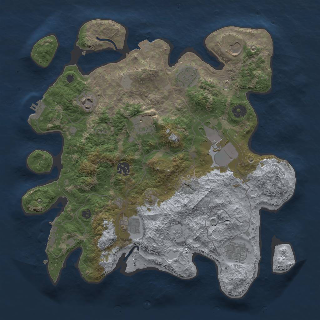 Rust Map: Procedural Map, Size: 3500, Seed: 12365, 14 Monuments