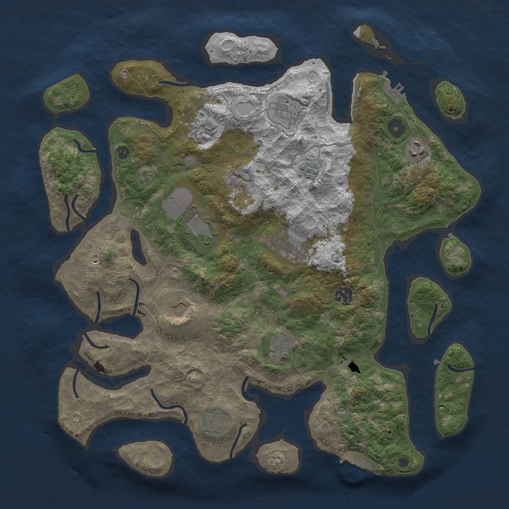 Rust Map: Procedural Map, Size: 4200, Seed: 455, 18 Monuments