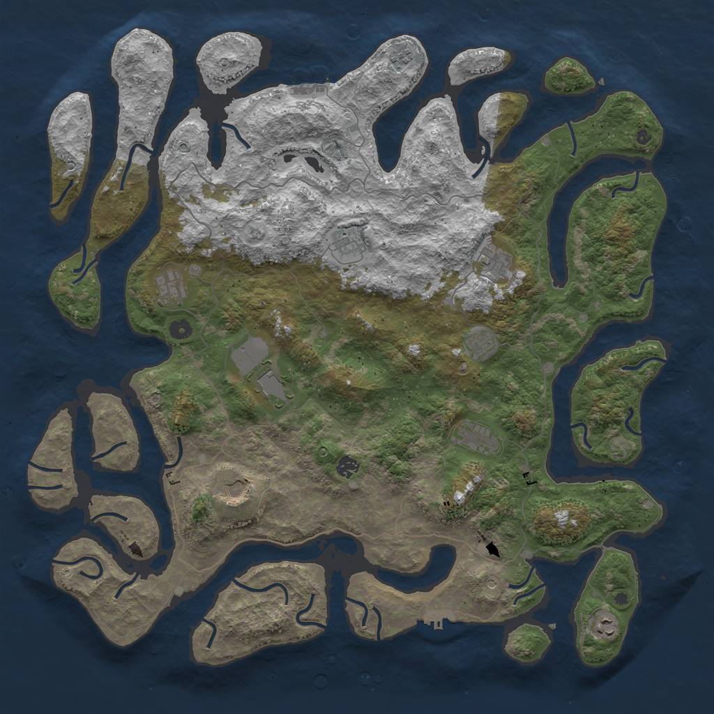 Rust Map: Procedural Map, Size: 5000, Seed: 102004, 15 Monuments