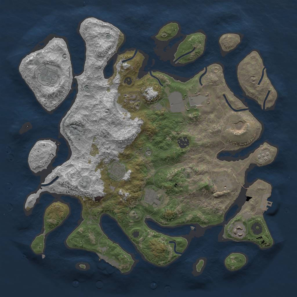 Rust Map: Procedural Map, Size: 3800, Seed: 255163645, 15 Monuments